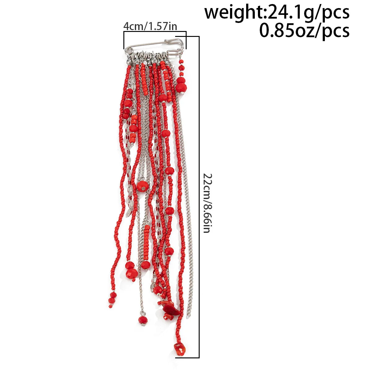 Exaggerated Long Tassel Chain Rice Bead Crystal Women's Brooch Handmade Bead Multi-layer Chain Fixed Needle Clothing Decoration