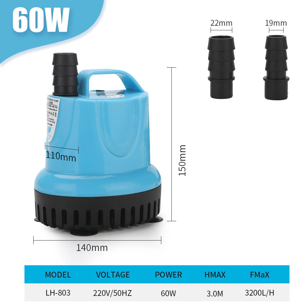 10/18/25/45/60/85/105W Submersible Water Pump Aquarium Circulating pump Filter bottom suction pump Fish tank Water pump