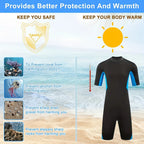 Men's Wetsuit 3mm Neoprene Short Sleeve One Piece Spring Diving Suit Back Front Zip Surfing Diving Swimming Snorkeling Kayaking
