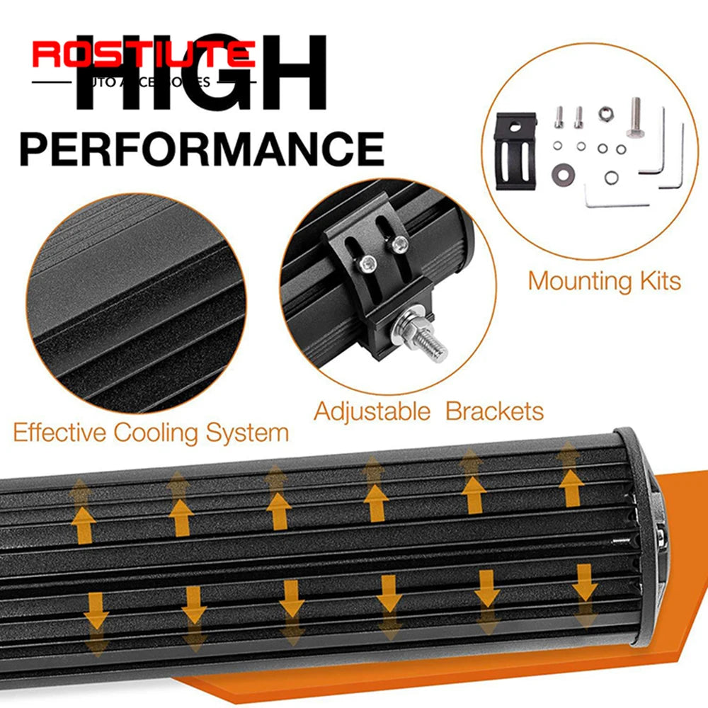 Long Range LED Work Light Bar 4X4 Offroad Led Headlights 12-24V Amber Spotlights Driving Fog Lamp for Tractors Truck Motorcycle