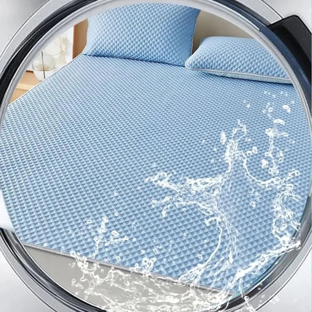 Ice silk cooling mattress pad breathable washable summer bed mat, blue/grey/pink, sizes 90-220x200cm