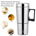 SEAMETAL 12V 24V 300ML Car Heating Cup Stainless Steel Electric Kettle Water Coffee Milk Thermal Mug for Car Winter Accessories