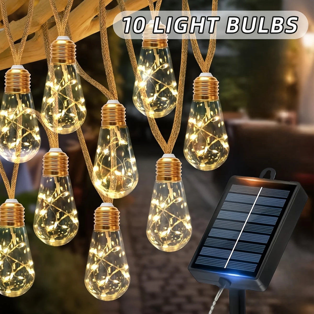15/10 Bulbs Solar Outdoor String Lights, Fairy String Lights, 8 Modes Courtyards Gardens, Parties, Camping Christmas Decorations