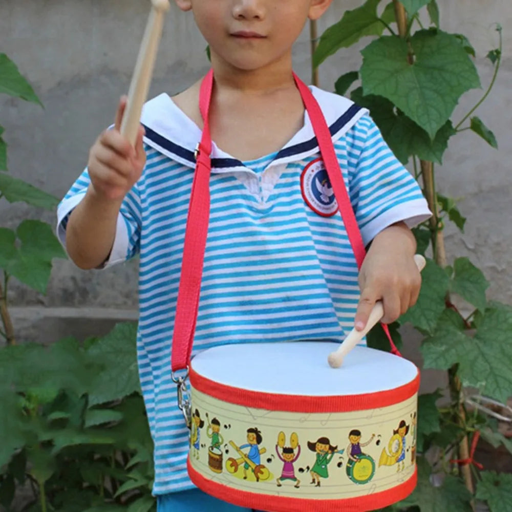 Wooden Percussion Drum Toy Set for Toddlers - with Carry Strap, Develop Rhythm Sense, Safe and Educational Music Aids