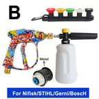 Vibrant Painted Pressure Washer Gun with Plastic Foam Cannon + Bosch Adapter + 5-Color Nozzle Set, Specialized for Low-Power Cle