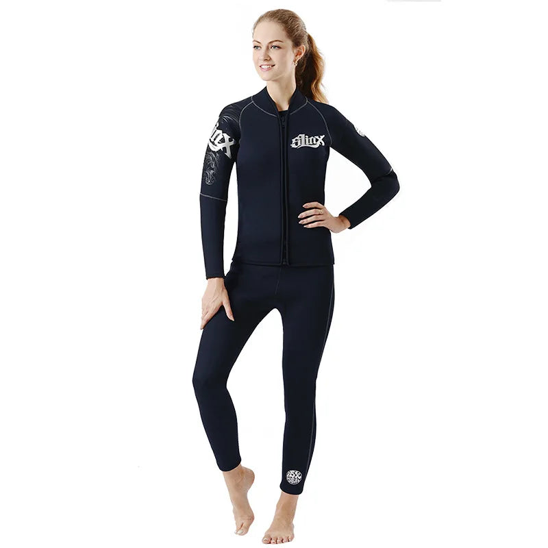 5mm Long Sleeve Split Wetsuit Jacket Top Unisex Diving Surfing, Sizes S-3XL