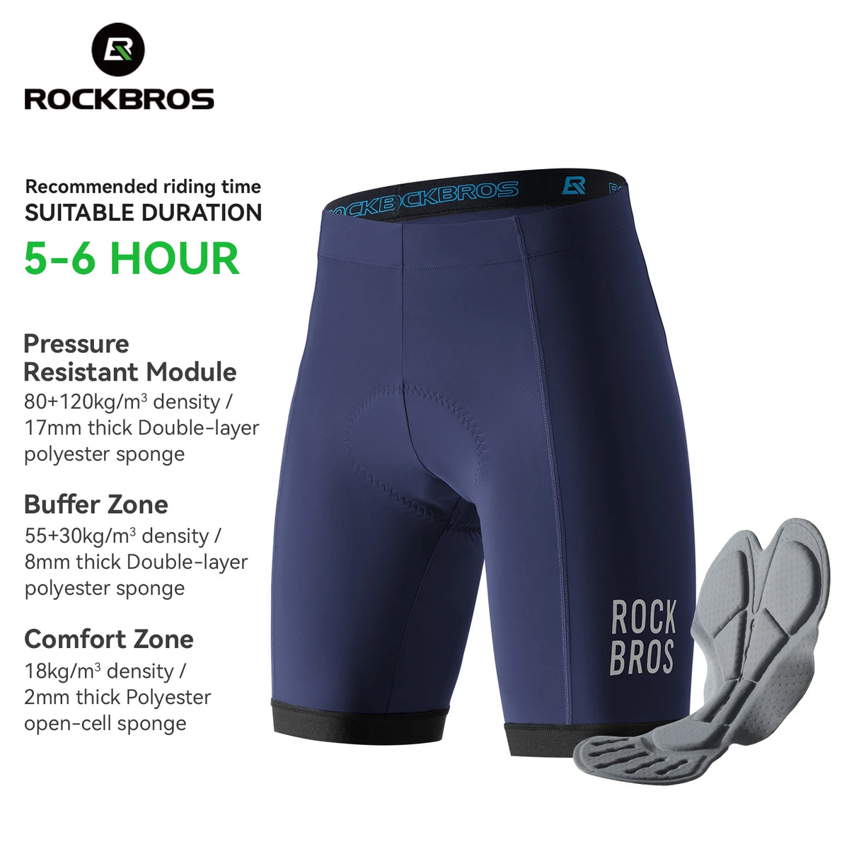 ROCKBROS Summer Cycling Shorts Lightweight Elastic Qucik Dry Breathable With Soft Sponge Pad Shock Absorption Men Cycling Shorts
