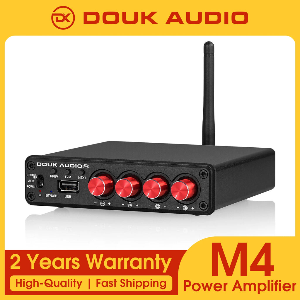 Douk Audio Mini Bluetooth 5.0 Digital Amplifier HiFi 4 Channel Audio Amp for Home Stereo System Car / Multi-room Power Amp 50W*4