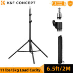 K&F CONCEPT 78.8in/2m Extendable Light Stand Photography Photo Video Tripod Stand for Camera Softbox with 1/4" Screw Storage Bag