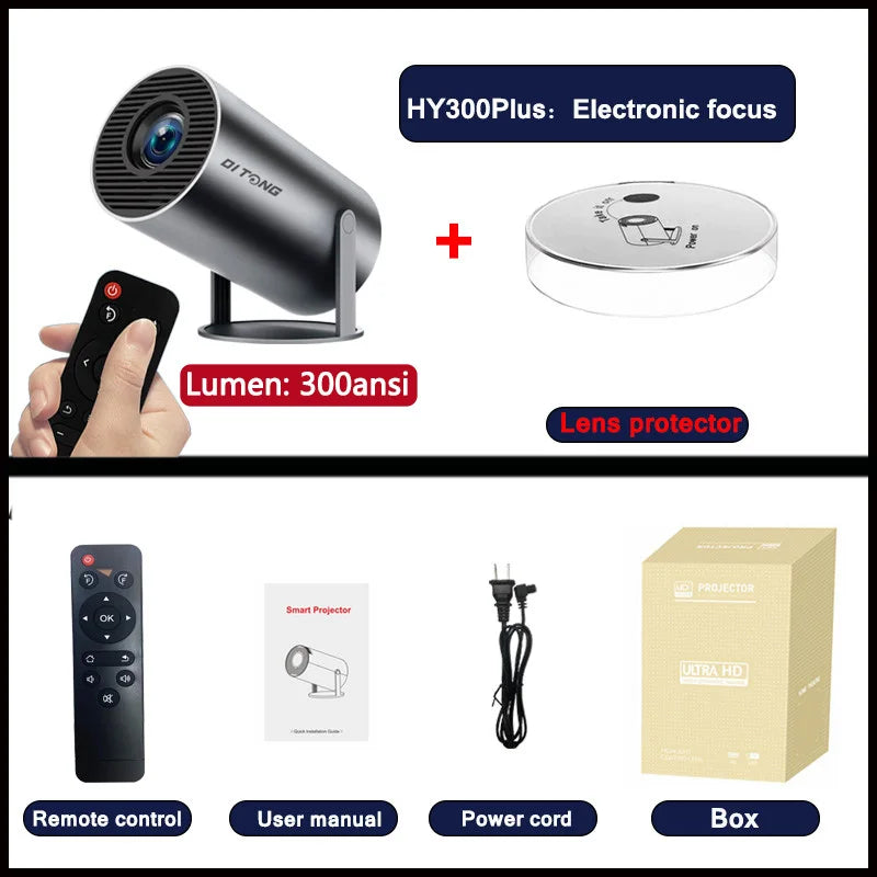 DITONG hy300 pro new Projector 4K Android Wifi 1080P 1280*720P HD Home Cinema Outdoor portable Video movies led mini Projetor