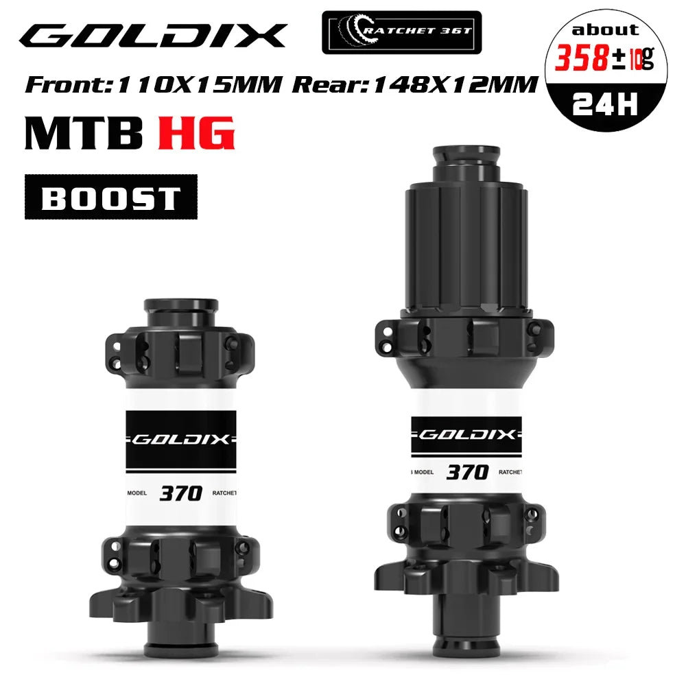 GOLDIX M370 Bicycle Hub 24H Sealed Bearing 6-bolt Disc Brake Straight Pull 24 Holes Ratchet 36T BOOST MTB Hub for Shimano SRAM
