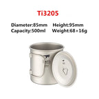 Keith Titanium Cup Titanium Water Mugs Folding Handle Single Wall Cup Outdoor Camping Travel Hiking Cups With Lid 220ml-900ml