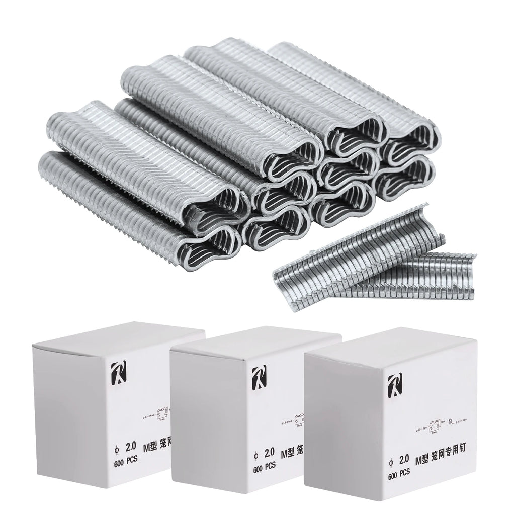 M Nail Cage Staples 600pcs/box, White - Poultry Bird Rabbit Cage Clamp Fasteners