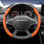 Suitable for Dacia Sports Suede Steering Wheel Cover, Split Snap-On Anti-Slip Style, for Models Such as Sandero Stepway, Duster, Jogger, Bigster, Spring, Electric, Cargo, Logan, Etc., in Black, Brown, Mocha, and Red Co
