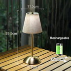 Small Pleated Table Lamp USB Rechargeable Nightstand Lamp Cordless Desk Lamp for Bedroom Living Room Home Office Decor