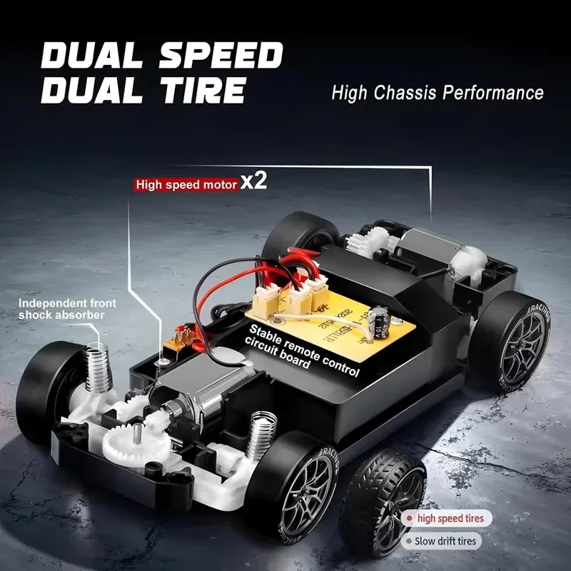 4WD RC Drift Car With LED Light 2.4G Radio 20KM/h High Speed Remote Control Racing Cars Vehicle Model Toy Gift for Boy Girl Kid