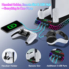 PS5 Cooling Stand with RGB and Controller Charging Dock, Game Storage, YH66S-D Black