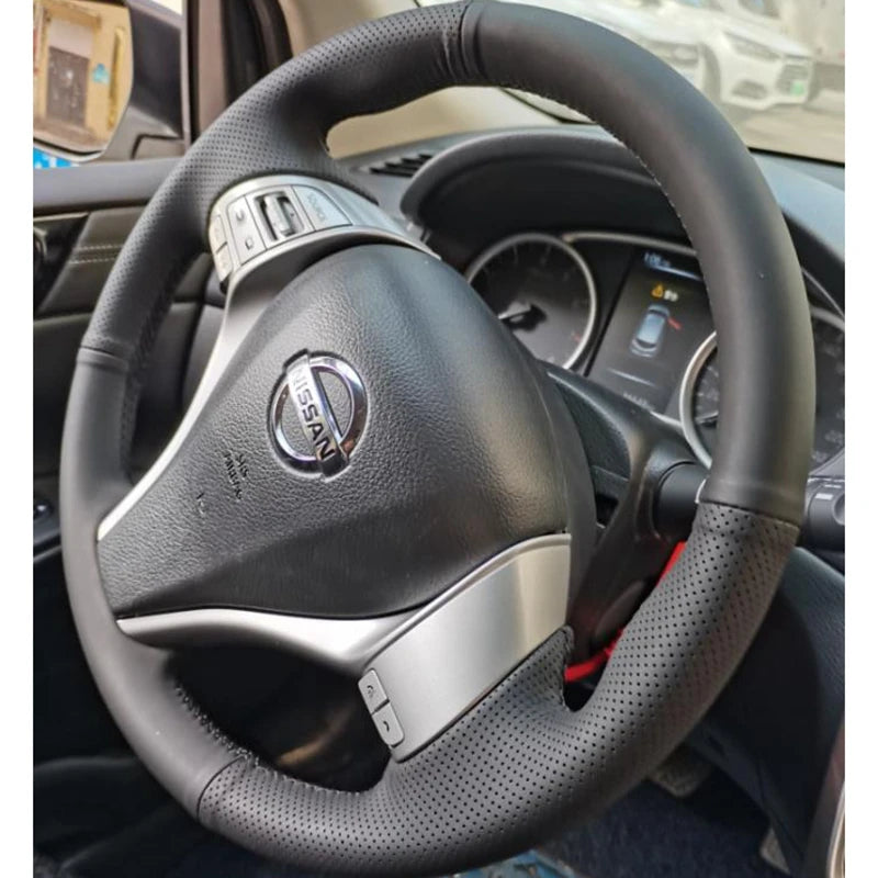 Hand-stitched Black Microfiber Leather Car Steering Wheel Cover For Nissan Teana 2013-2018 Altima 2013-2018 X-Trail 2014-2017