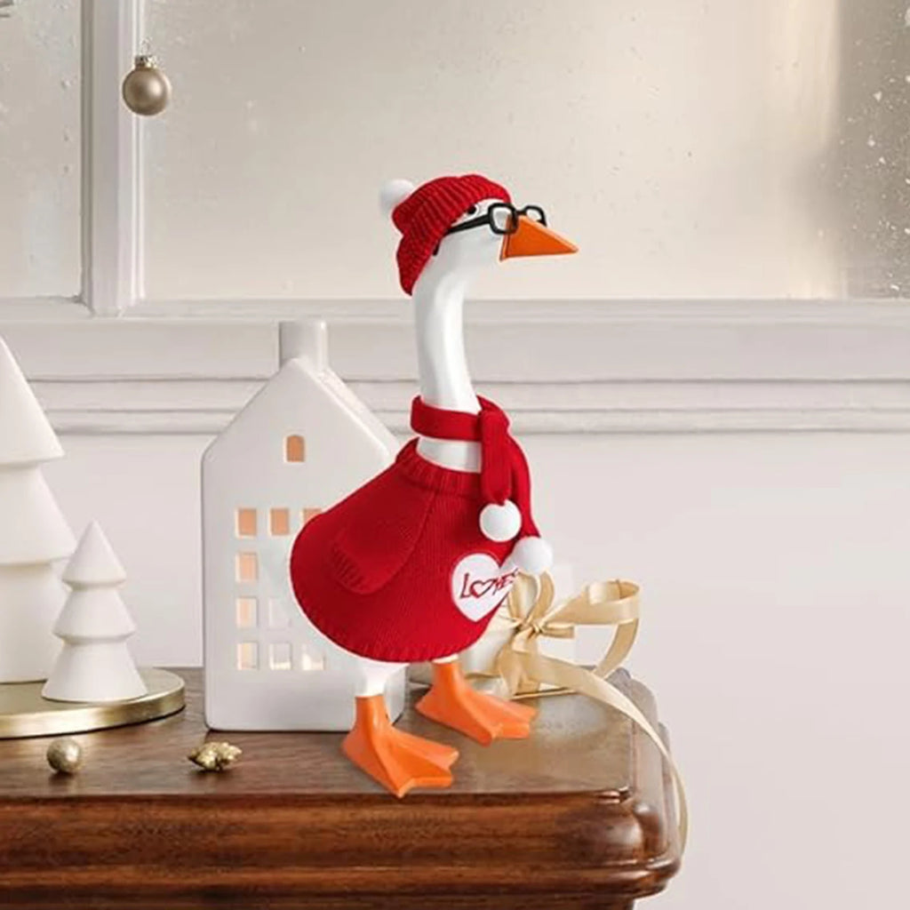 Desk Goose Outfit for Mini Goose Statue Knitted Sweater and Hat Costume Set for Party Supplies