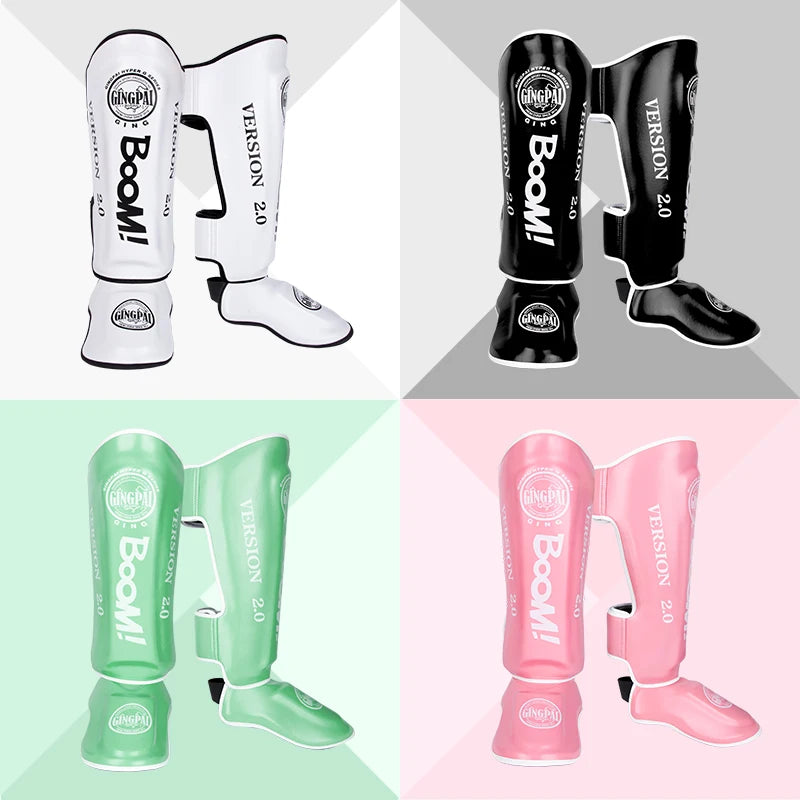Muay Thai Shin Instep Guards Thickened Leg Protectors, Sanda Boxing Taekwondo, S-L, Multi-Color