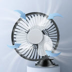 12V-24V Car Fan with Suction Cup Mount, 3-Speed, USB Rechargeable, 360° Rotating, Black, 2pcs