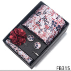 New Designer Blue Red Green Paisley Ties For Men Wedding Party Neck Tie Luxury Tie Pocket Square Cufllink Brooch Set