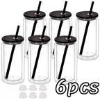 16OZ DIY Snowglobe Tumbler with Pre Drilled Hole Reusable Plastic Water Bottles Break-Resistant Mason Jar Cups for Holiday Gifts