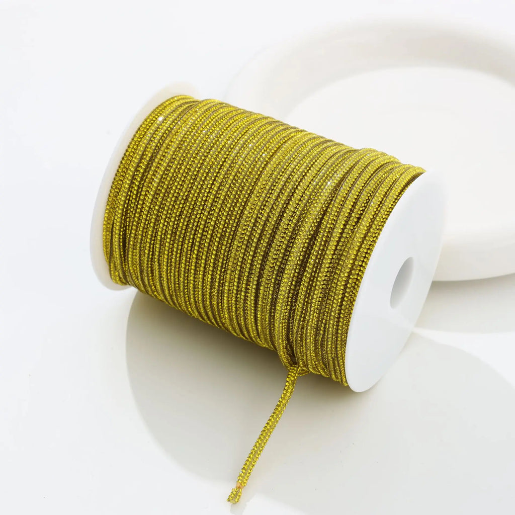 50yards 4mm Crystal Rhinestone Cord Trim Glass Diamond Rope DIY Sewing For Clothes Shoes Bags Wedding Dress Costume Decoration