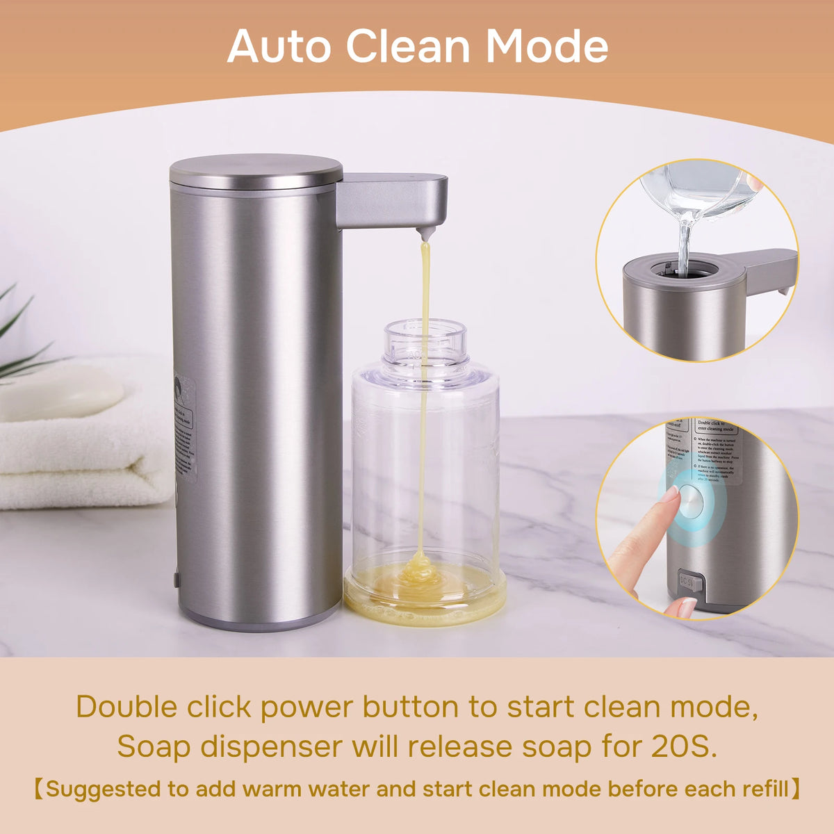  Automatic Soap Dispenser Stainless Touchless Rechargeable Hand Sanitizer Shampoo Detergent Dispenser for Kitchen Bathroom Toil