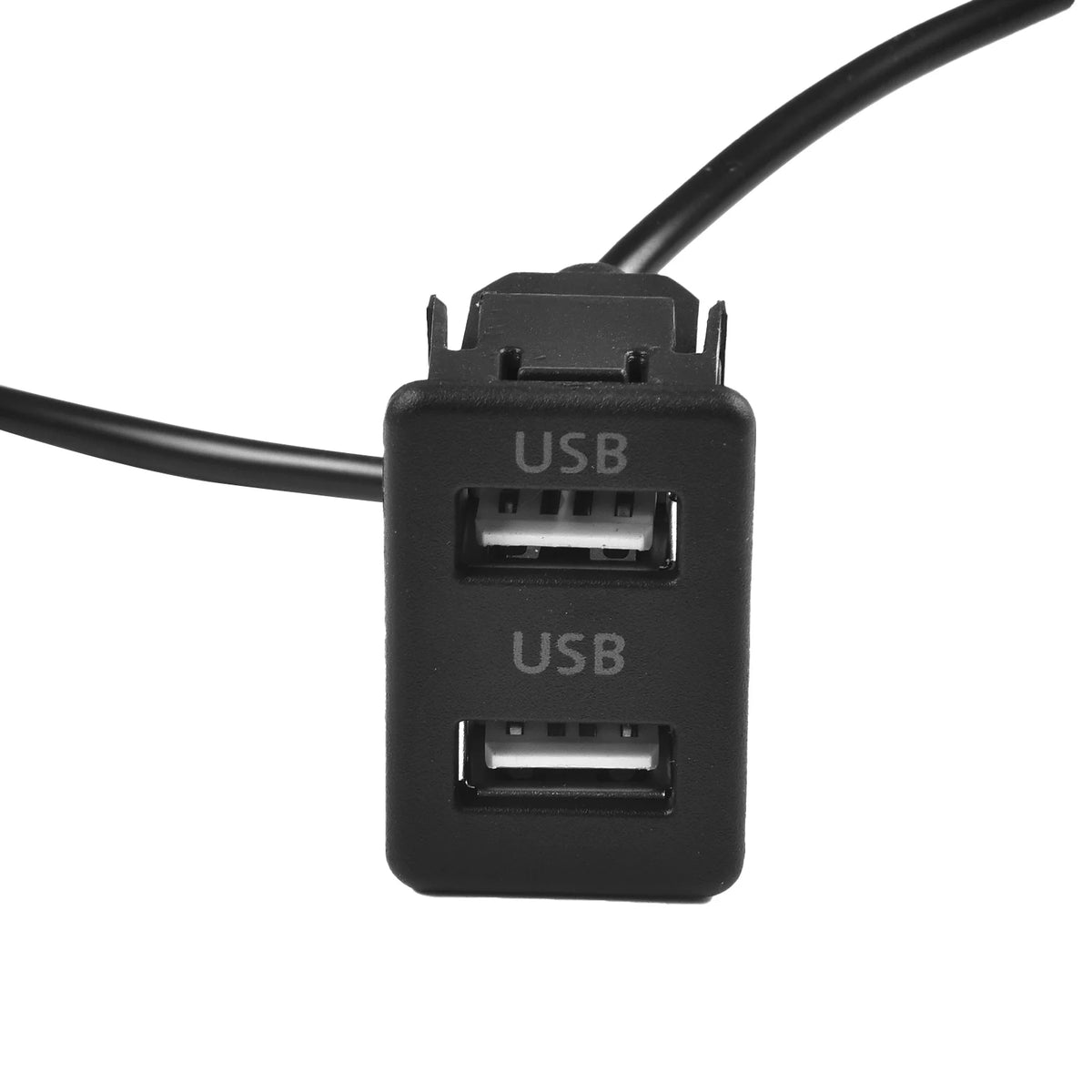 Car Dash Mount Dual USB Port Panel Interface Extension 145cm Cable Adapter Dual USB TypeC Port Panel AUX Extension Cable Adapter