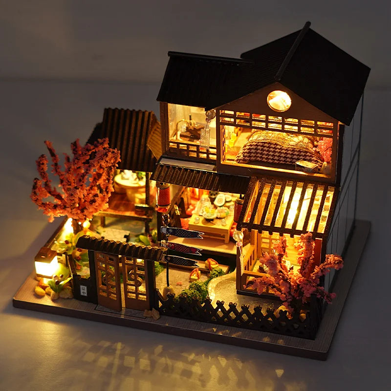 DIY Mini Wooden Dollhouse With Furniture Light Kit Doll House Casa Miniature Accessories Handmade Wooden Toys Birthday Gifts