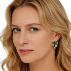 Kinel Green Zircon Jewelry Set 3pc Rose Gold Color Necklace Earrings Ring, Sizes 7-10