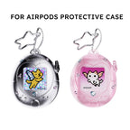 Cute For Tamagotchi Style Airpods 4/Pro 2/1 Earphone Case Transparent Soft Silicone Earphone Case With Cartoon Lanyard Sticker