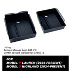 TEKSY Center Console & Armrest Storage Box Set for Tesla Model Y 2025-2026 Juniper, ABS