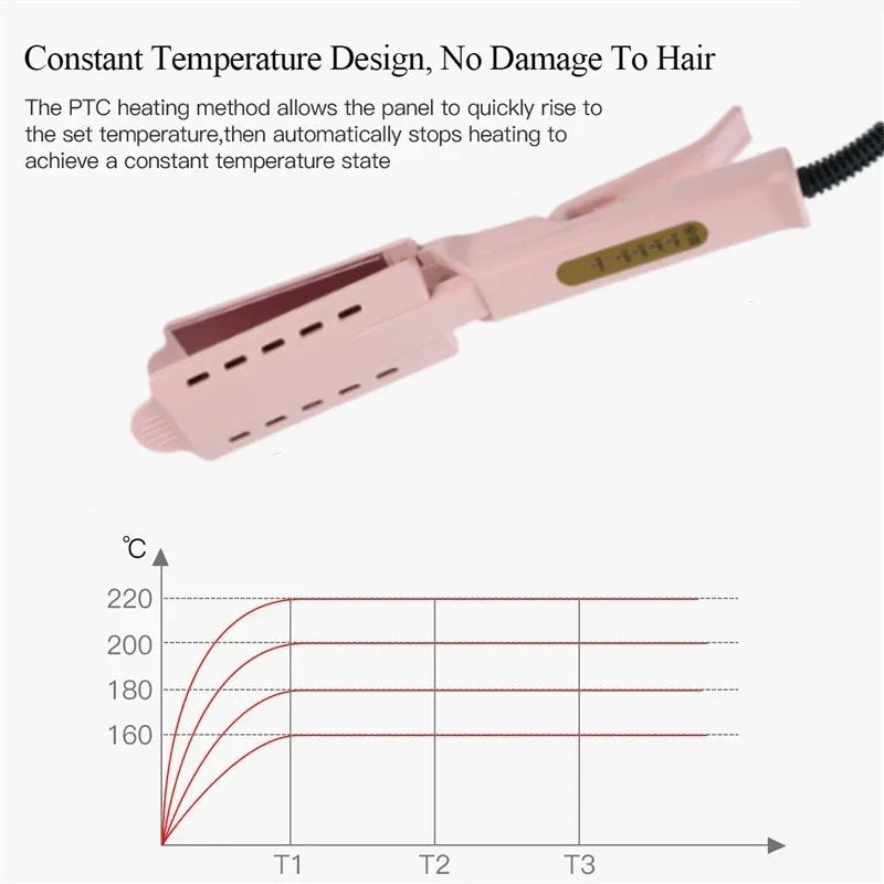 Pink Hair Straightener Four-gear Temperature Adjustment Ceramic Tourmaline Ionic Flat Iron Hair Straightener Women Widen Panel