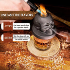 Cocktail Smoker Kit with 4 Flavors - Bourbon , Ceramics Skull Infuser Old Fashioned Drink Smoker Kit Birthday Gifts for Men Dad