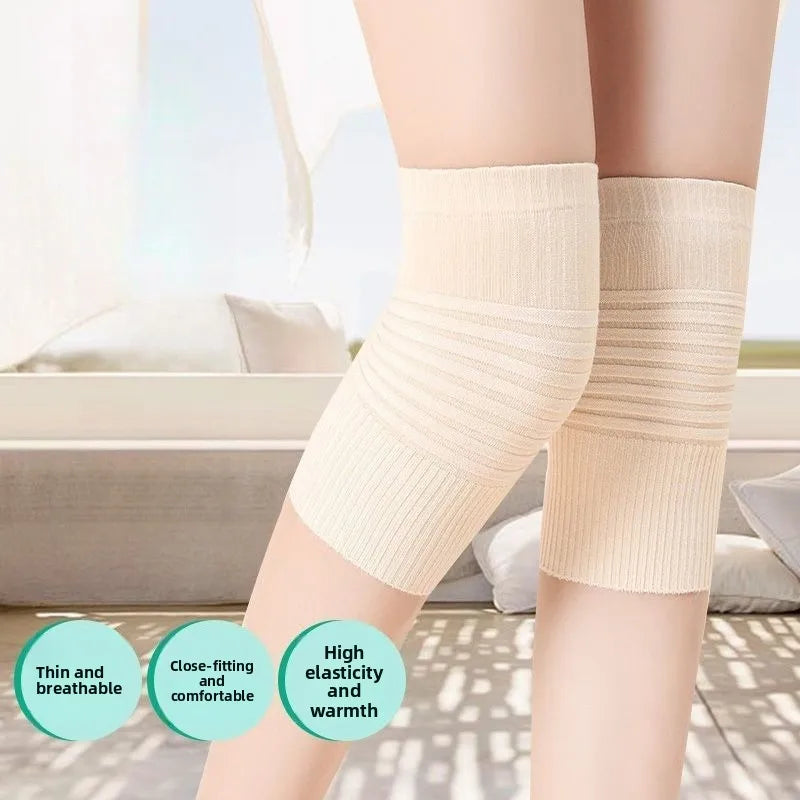 1Pair Autumn Winter Cashmere Warm Knee Support Protector High Elastic Knitted Bandage kneepad for Women Cycling Knee Warmer Pad