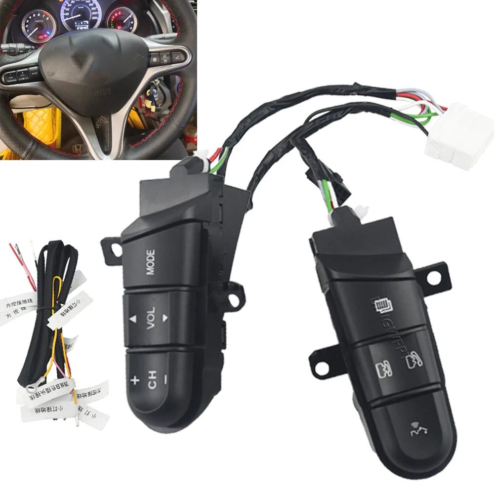 Multi-Function Steering Wheel Buttons Audio Volume Music Control Switch Green Backlight With Bluetooth For Honda Civic 2006-2011