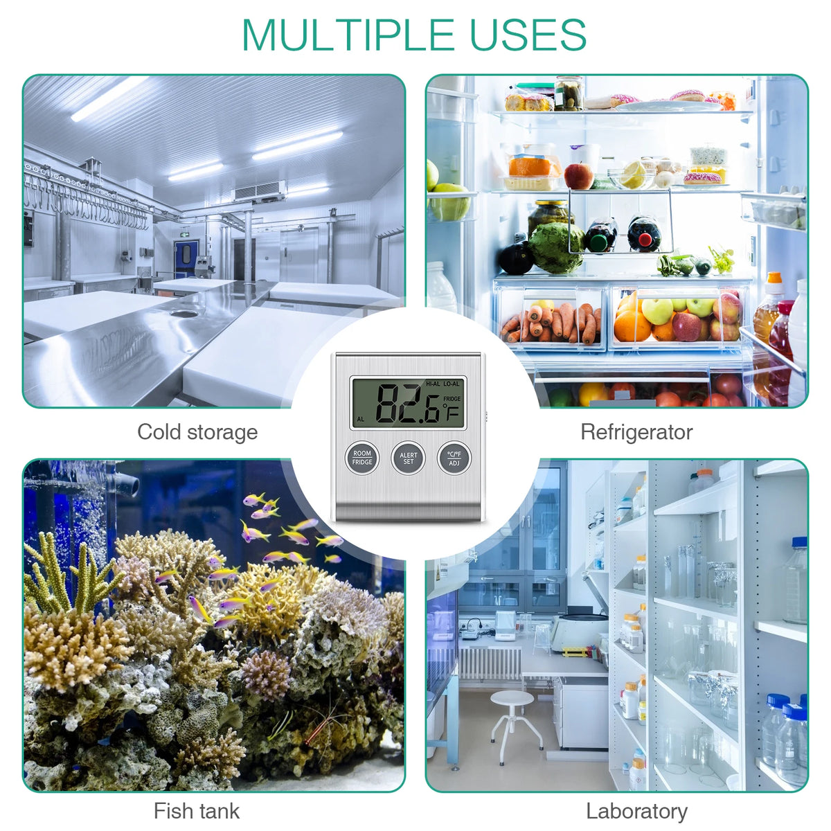 ORIA Refrigerator Thermometer Freezer Thermometer with  External Probe Digital FridgeThermometer for Home Kitchen Restaurants