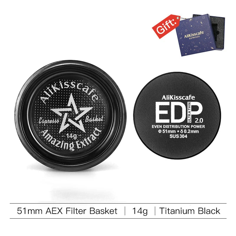 AliKisscafe Espresso Portafilter Basket Precision AEX 51mm/54mm/58mm 14g/18g