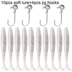 14PCS Gear Kit 10PCS Soft Lure 5.5cm 7cm 10cm T Tail Worm 4PCS Jigging Head Hook 3g 5g 10g Metal Jig Fishing Pesca Swimbait Bait