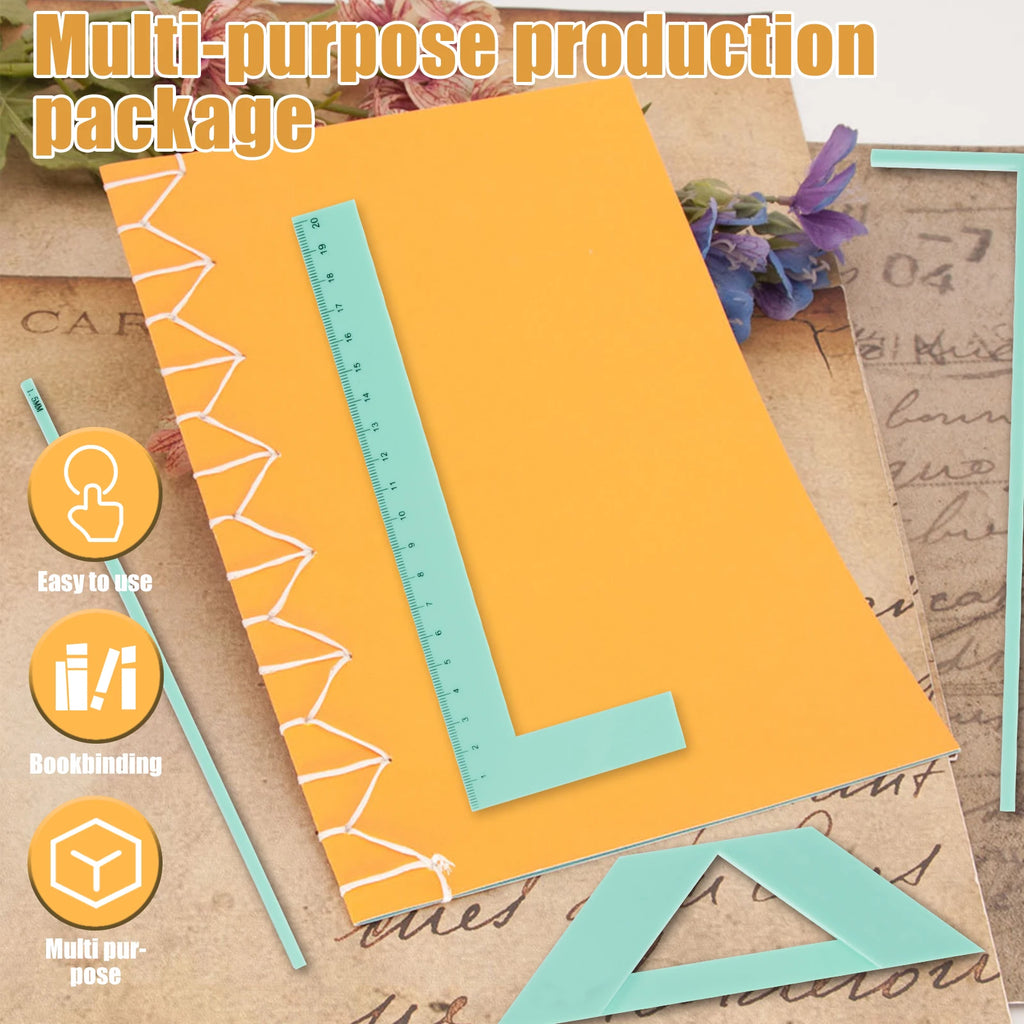 14/4Pcs Scrapbooking Tool Book binding kit Starter Notebook DIY Craft Complete Bookbinding Ruler Templates Notebook Journal
