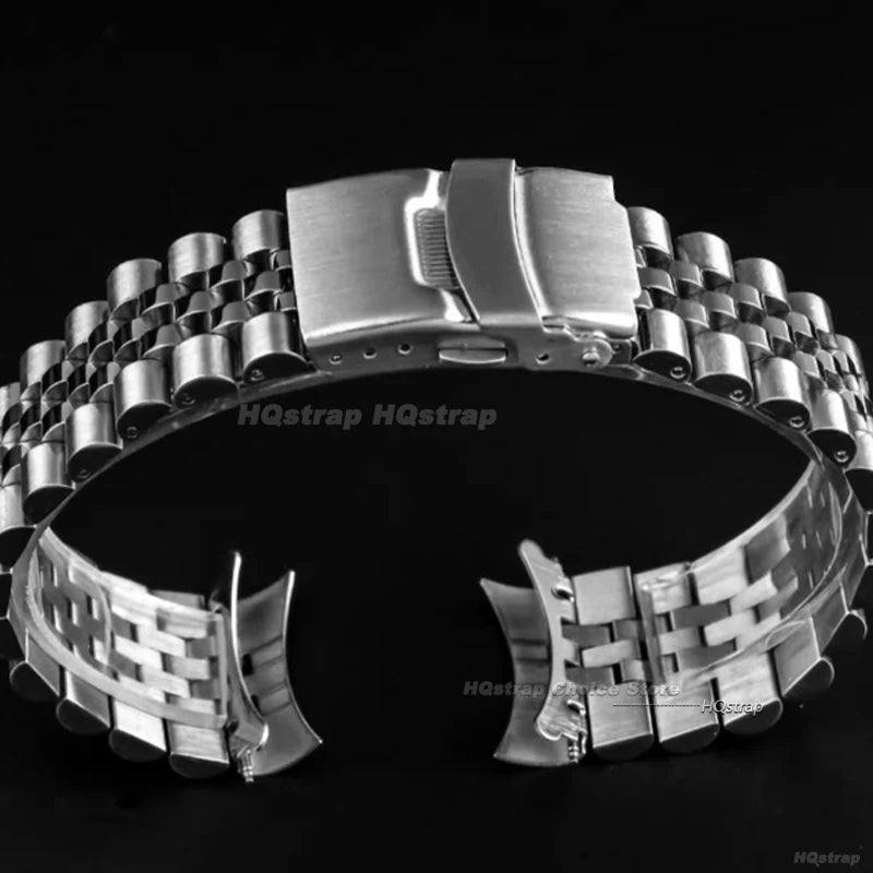 For Seiko Watch Band 22mm 20mm 18mm Strap for Jubilee Replacement Bracelet Curved End Stainless Steel Watchband Accessories