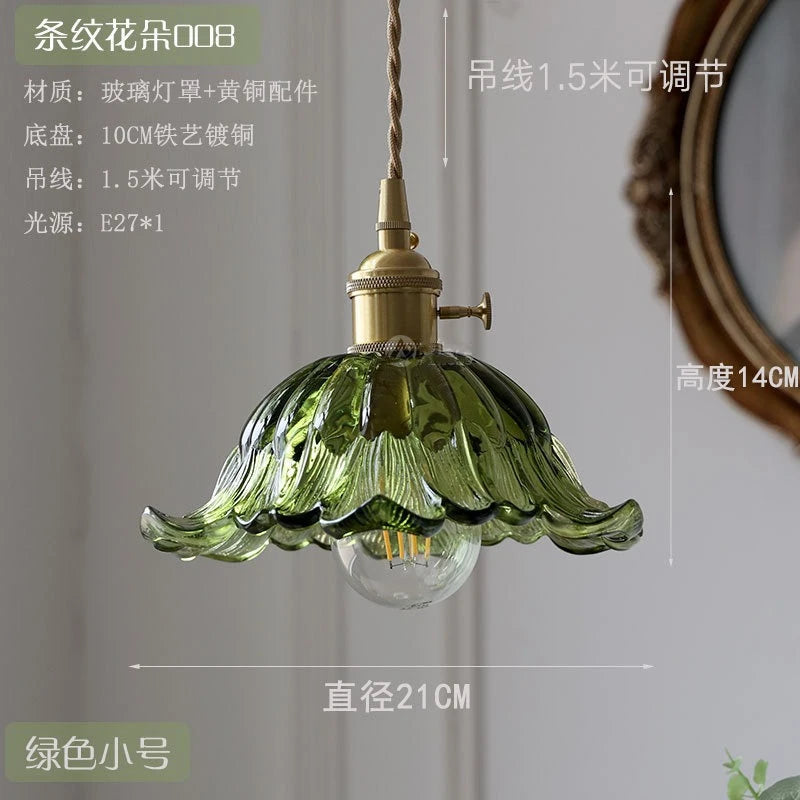 Nordic Modern LED Flowers Pendant Lights Coffee Living Room Balcony Green Glass Knob Switch Hanging lamp Fixtures Luminaira