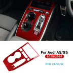 Real Soft Carbon Fiber Sticker for Audi A5 S5 B10 A6 e-tron 2025 2026 RHD LHD Automatic/AT Car Gear Shift Panel Accessories