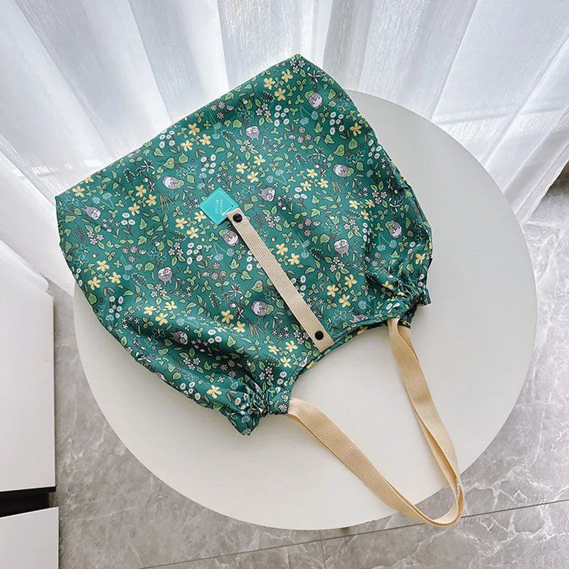 16L Large Capacity Japanese Style Casual Handbag Folding Supermarket Shopper Bag Lovely Travel Accessory