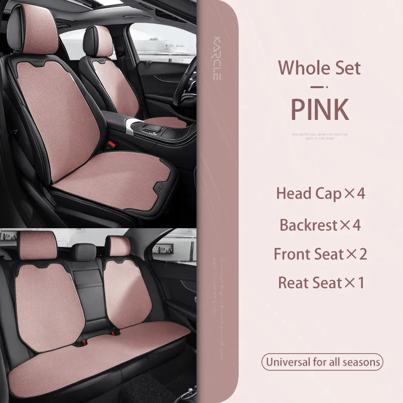 Car Seat Cover Linen Cotton Set Car Seat Cushion Soft Universal Seat Cushion Chair Protector Pads Auto Seats Cover Accessories