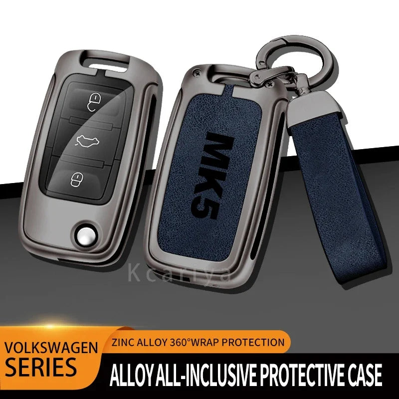 Auto TPU Zinc Alloy Key Case Bag For VW Volkswagen GOLF 5 MK5 Car Key Chain Car Metal Key Shell Interior Decoration Accessories