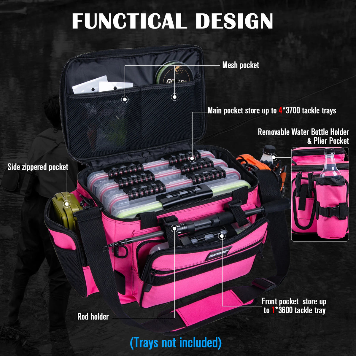 Goture 53*30*29 Outdoor Waterproof Fishing Bag Cycling Sports Storage Shoulder Bag Large Capacity Hunting Tactical Soft Bag