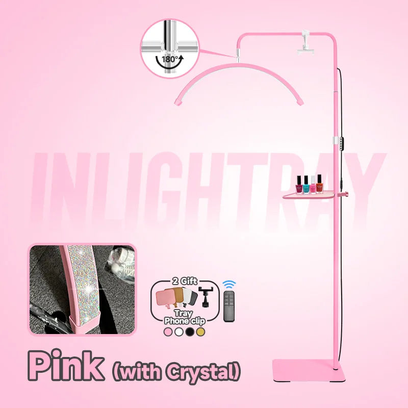 Free LOGO Rotatable Lashes Lamps Half Moon Light Led Moon Lamp Photography Fill Light for Lashes Extension Beauty Floor Lamps